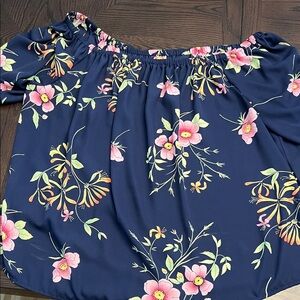 GAP Navy Floral Off-Shoulder Blouse